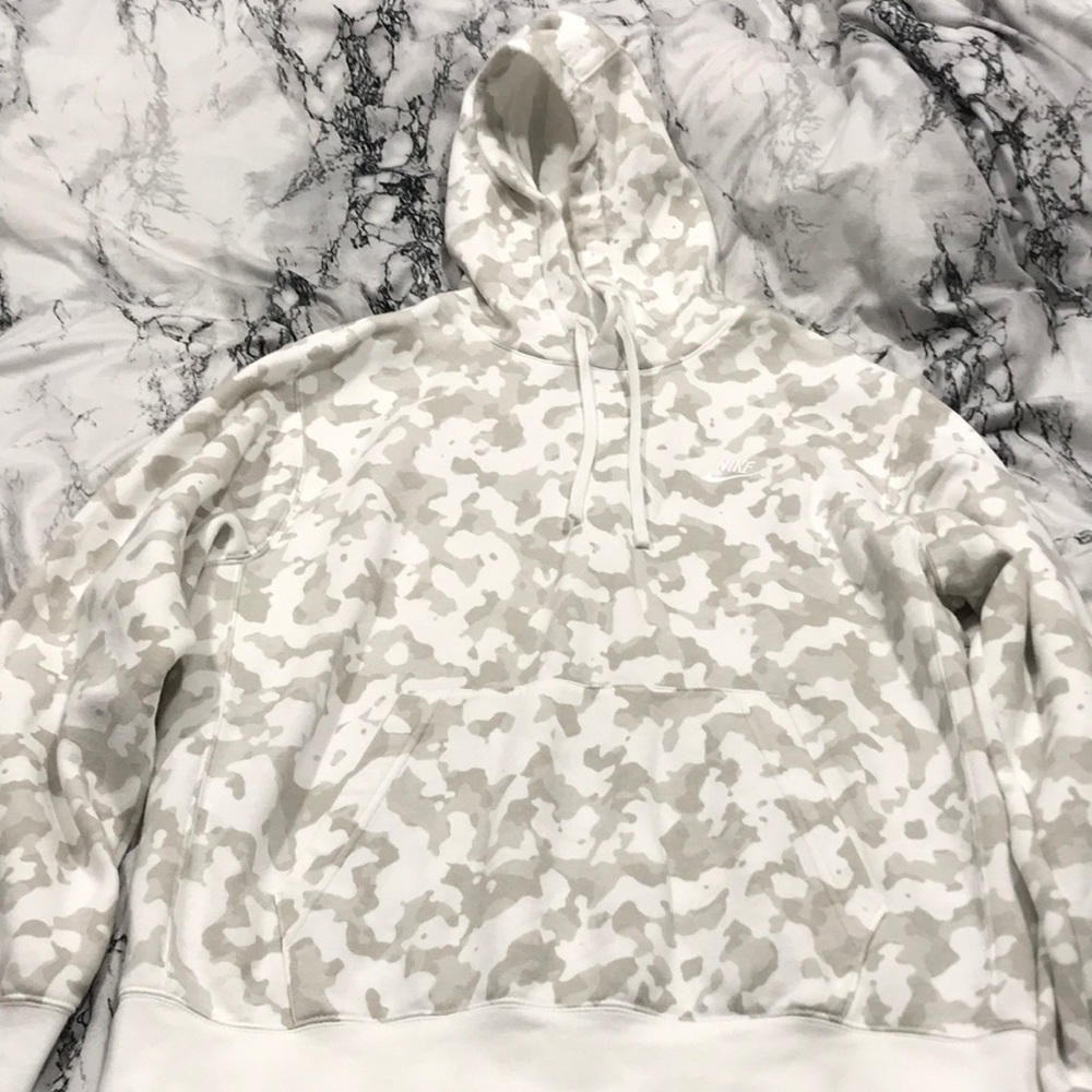 Nike white camo hoodie large men nwot